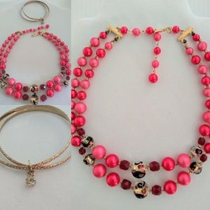 Vintage Japan Dble Strand bright pink Pi